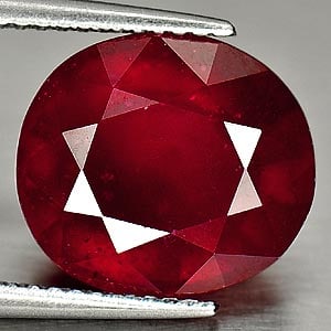 Natural Red Ruby 7.95 Ct. Oval Shape 12.1 x 10.9 Mm. Gemstone From Madagascar (1 of 3)