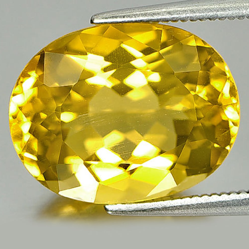 Natural Yellow Citrine 8.12 Ct. Oval Shape 14.7 x 11.4 Mm. Gemstone From Brazil (1 of 3)