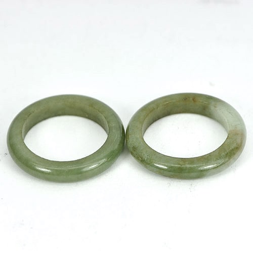 Natural White Green Rings Jade Size 5.5 Gemstone 2 Pcs. 19.53 Ct. (1 of 3)