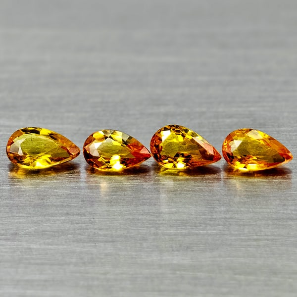 Natural Yellow Songea Sapphire 1.01 Ct. 4 Pcs Pear Shape 5 to 2.2 Mm Gemstones From Tanzania (1 of 3)