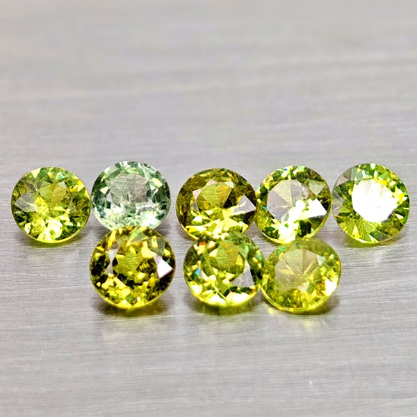 Natural Yellowish Green Demantoid Garnet 1.29 Ct. 8 Pcs Round Diamond Cut 3.4 Mm Gemstones From (1 of 3)