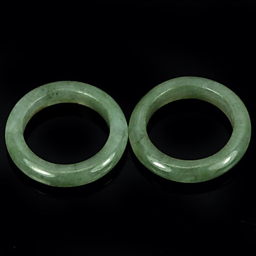 Natural Green Rings Jade 22.73 Ct. Round Shape 2 Pcs. Size 5 Gemstone: Product ID: 819809935 Product Name: Natural Jade Weight: 22.73 CT. Size: 21 x 21 MM. Shape: Round Color: White Green Clarity:Opaque Luster: Good Gems Origin: Thailand Treatment: Unheated Crystal Struc