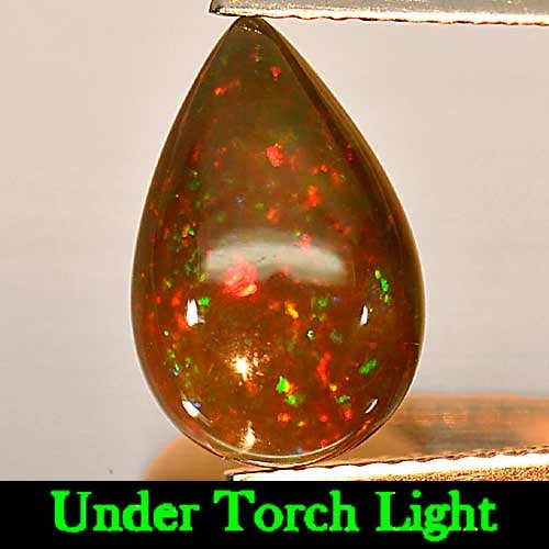 Natural Fire Red Black Opal 1.18 Ct. Pear Cabochon Shape 12.3 x 8 Mm Gemstone From Ethiopia (1 of 3)