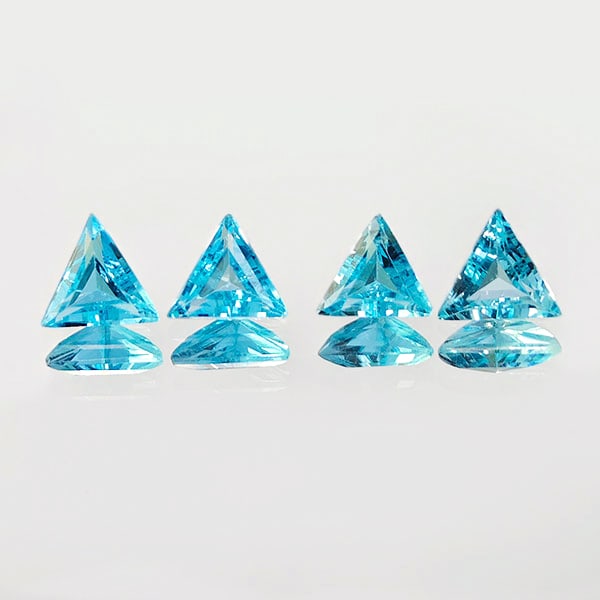 Natural Swiss Blue Topaz 2.24 Ct. 4 Pcs Trilliant Shape 5.5 Mm. Gemstones From Brazil: Product ID: 807167762 Product Name: Natural Blue Topaz Weight: 2.24 CT. Size: 5.5 x 5.5 x 2.9 MM. Shape: Trilliant Color: Blue Clarity:VVS Luster: Good Gems Origin: Brazil Treatment: Treated Crystal S