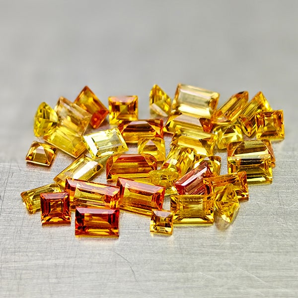Natural Orange Yellow Sapphire 3.92 Ct. 34 Pcs Mixed Shape 3.8 x 2.3 Mm Gemstones From Tanzania (1 of 3)