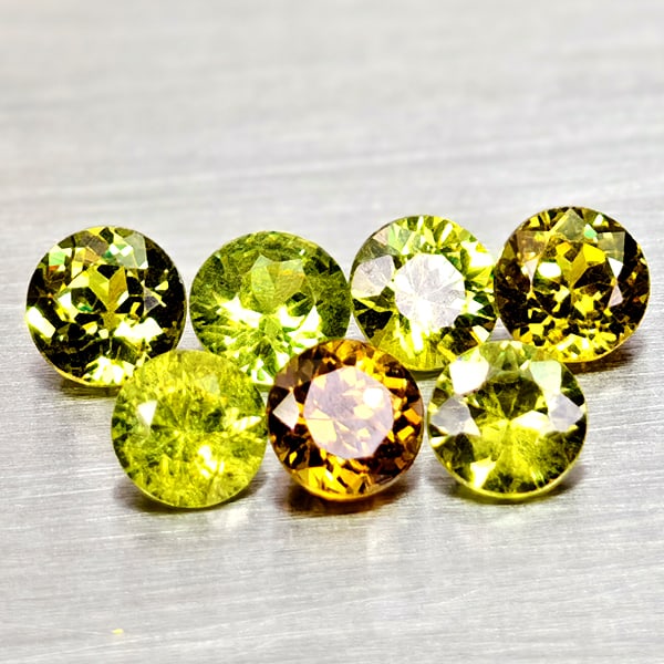 Natural Yellowish Green Demantoid Garnet 1.53 Ct. 7 Pcs Round Diamond Cut 3.5 Mm Gemstones From (1 of 3)