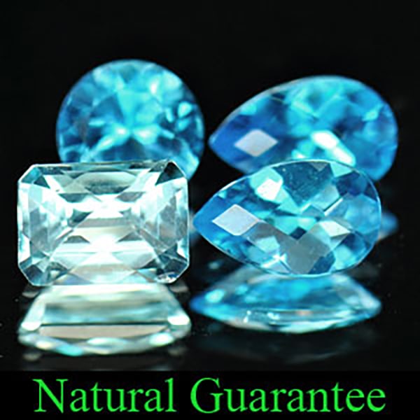 Natural Swiss Blue Topaz 4.06 Ct. 4 Pcs Mixed Shape  Gemstone From Brazil (1 of 3)