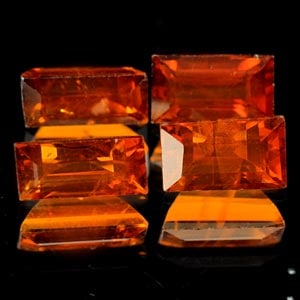 Natural Reddish Orange Spessartine Garnet 2.66 Ct. 4 Pcs Baguette Shape 6.2 x 3 Mm Gemstone From: Product ID: 802924865 Product Name: Natural Spessartine Weight: 2.66 CT. Size: 6.2 x 3 x 2.8 MM. Shape: Baguette Color: Reddish Orange Clarity:VVS Luster: Good Gems Origin: Nigeria Treatment: Unheated