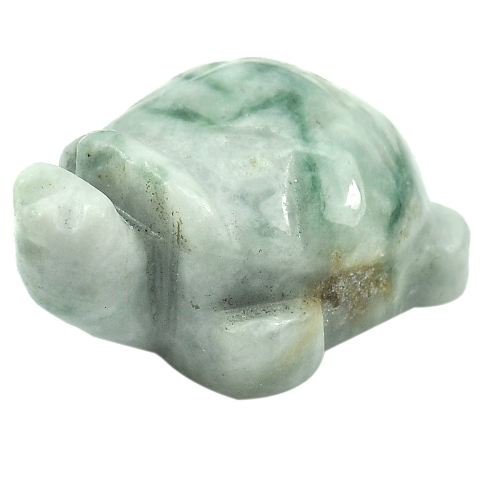 Green White Jade 114.54 Ct. Turtle Carving Size 32 x 26 Mm. Natural Gemstone From Thailand: Product ID: 819813740 Product Name: Natural Jade Weight: 114.54 CT. Size: 32 x 26 x 16 MM. Shape: Turtle Carving Color: Green Clarity:Opaque Luster: Good Gems Origin: Thailand Treatment: Unheated Crys