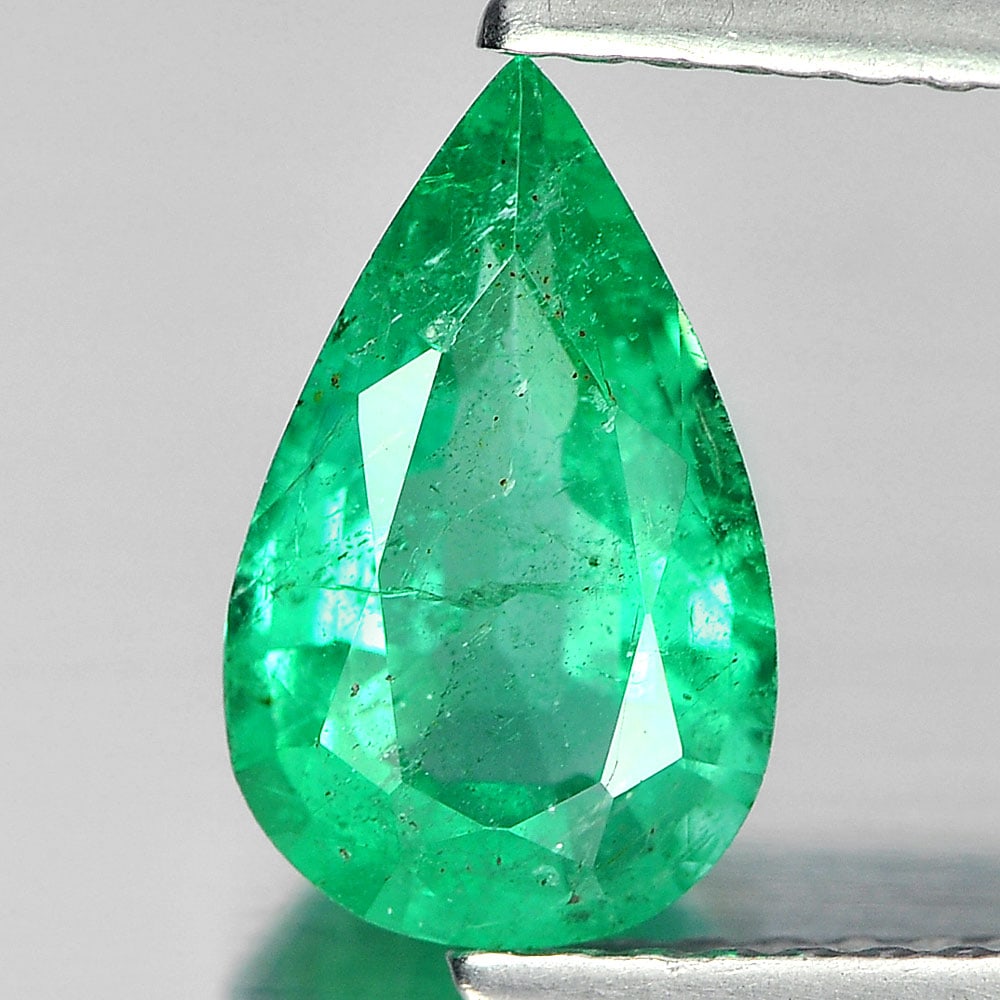 Certified Natural Green Emerald 1.12 Ct. Pear Shape 9.6 x 6 Mm. Gemstone From Columbia (1 of 4)