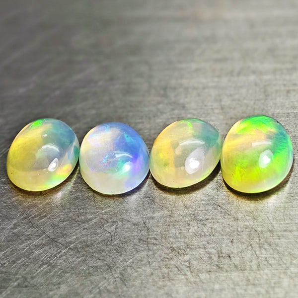 Natural Multi-Color Play Of Colour Opal 2.93 Ct. 4 Pcs Oval Cabochon Shape 8 x 6.1 Mm Gemstones From (1 of 3)