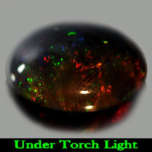 Natural Play Of Color Rainbow Fire Red Black Opal 1.57 Ct. Oval Cabochon Shape 10.8 x 8.2 Mm (1 of 3)