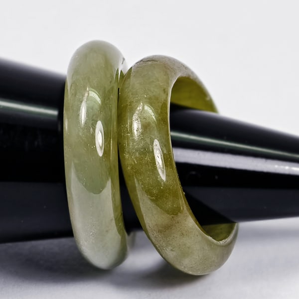 Natural Multi Color Jade 21.84 Ct. 2 Pcs Round Cabochon Rings Size 4.5 Gemstones From Burma (1 of 3)