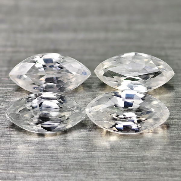Natural White Zircon 2.62 Ct. 4 Pcs Marquise Shape 7.1 x 3.8 Mm Gemstones From Cambodia: Product ID: 807743015 Product Name: Natural Zircon Weight: 2.62 CT. Size: 7.1 x 3.8 x 2.8 MM. Shape: Marquise Color: White Clarity:VSI Luster: Good Gems Origin: Cambodia Treatment: Heated Crystal Stru