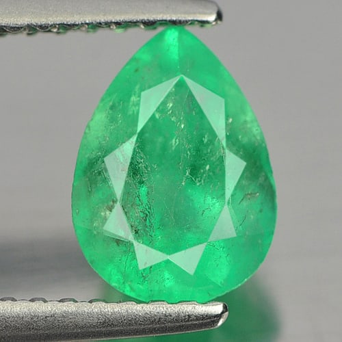 Certified Natural Green Emerald 1.12 Ct. Pear Shape 8 x 5.8 Mm. Gemstone From Columbia (1 of 4)
