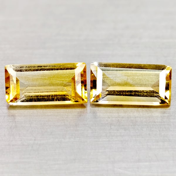 Natural Yellow Citrine 2.83 Ct. 2 Pcs Clean Baguette Shape 10.2 x 5.2 Mm Gemstones From Brazil: Product ID: 801815073 Product Name: Natural Citrine Weight: 2.83 CT. Size: 10.2 x 5.2 x 3.4 MM. Shape: Baguette Color: Yellow Clarity:VSI Luster: Good Gems Origin: Brazil Treatment: Unheated Crystal S