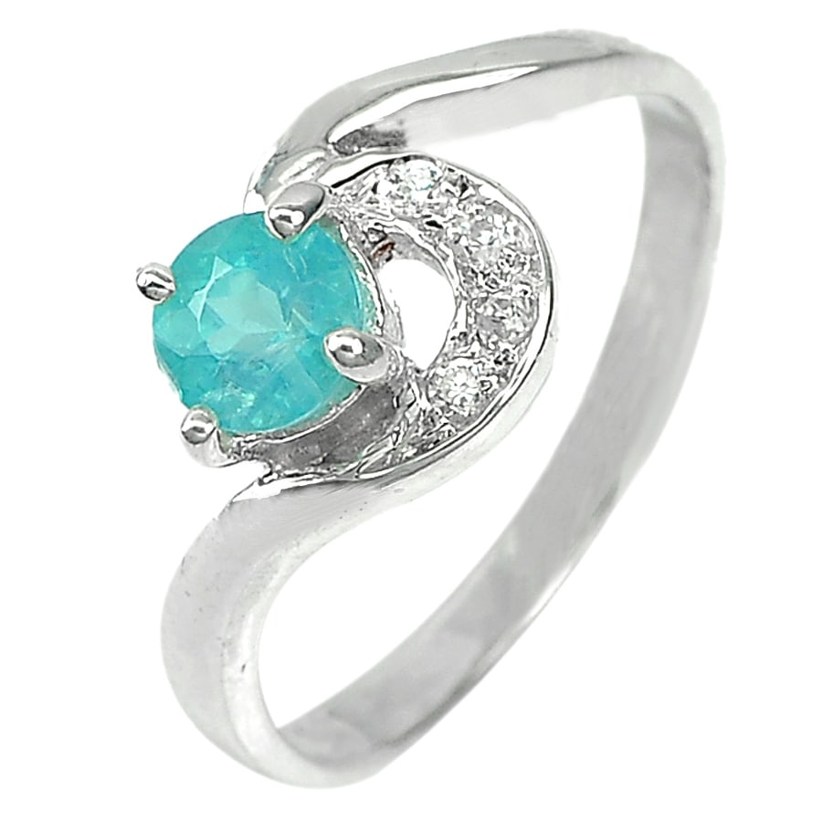 Natural Neon Blue Apatite Real 925 Sterling Silver Jewelry 1.99 Grams Ring Size 6.5 (1 of 3)