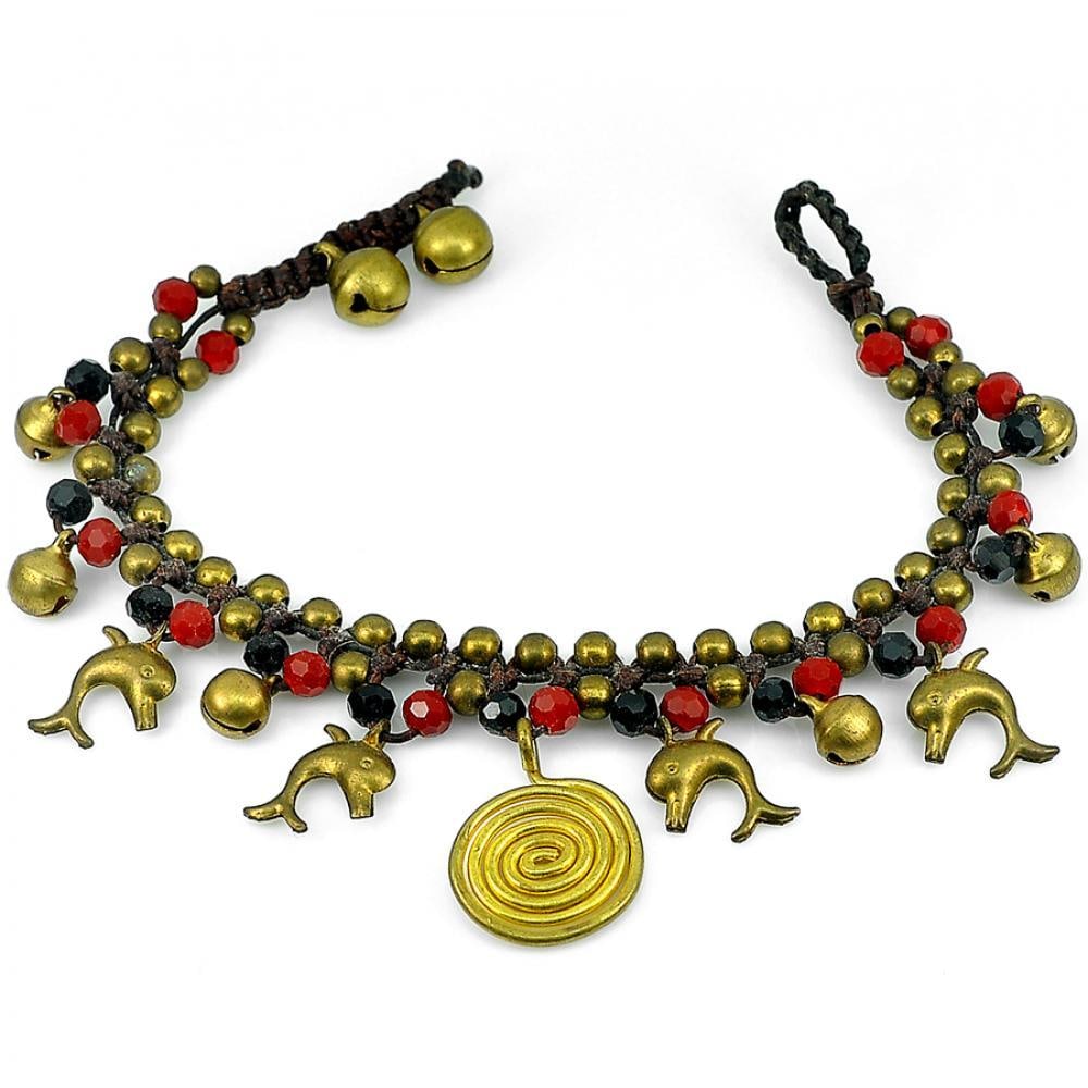 Charming Handmade Agate Bell Brass Jingling Bracelet 7.5 Inch. Fashion Jewelry (1 of 3)