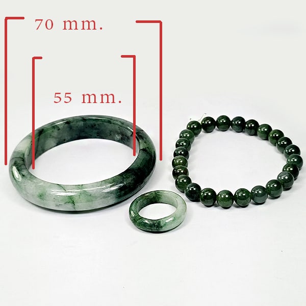 Natural Green Jade 400.00Ct. Bangle Round Cabochon And Ring Set 3 Pcs Gemstone From Burma (1 of 3)