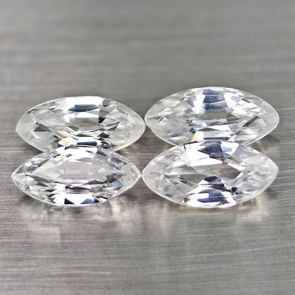 Natural White Zircon 3.43 Ct. 4 Pcs. Marquise Shape 8.3 x 4.1 Mm Gemstones From Cambodia: Product ID: 807742983 Product Name: Natural Zircon Weight: 3.43 CT. Size: 8.3 x 4.1 x 2.7 MM. Shape: Marquise Color: White Clarity:VSI Luster: Good Gems Origin: Cambodia Treatment: Heated Crystal Stru