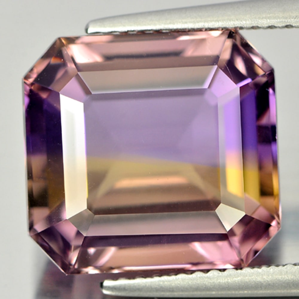 Natural Bi Color Ametrine 8.86 Ct. Clean Octagon Shape 12.9 x 12.1 Mm. Gemstone From Bolivia (1 of 3)