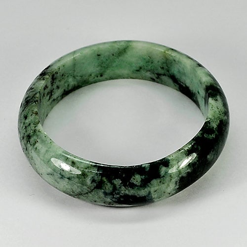 Natural Green Black Jade Bangle Diameter 60 Mm. Unheated 358.00 Ct. (1 of 3)