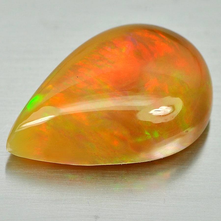 Natural Multi Color Opal 8.94 Ct. Pear Cabochon Shape 20 x 13.4 Mm. Gemstone Unheated (1 of 3)