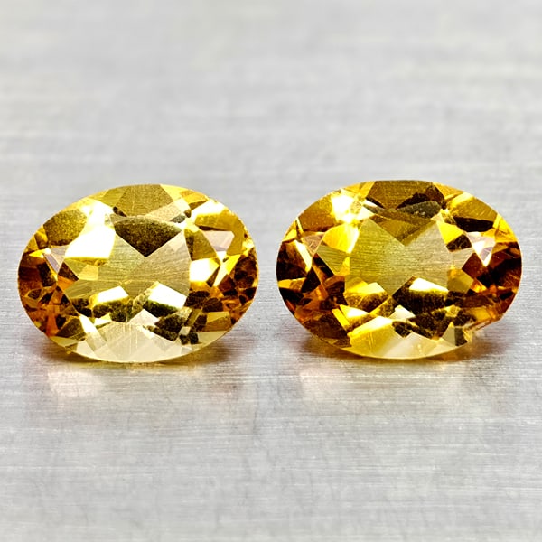 Natural Yellow Citrine 2.06 Ct. 2 Pcs Clean Oval Shape 8.1 x 6 Mm. Gemstones From Brazil: Product ID: 801815103 Product Name: Natural Citrine Weight: 2.06 CT. Size: 8.1 x 6 x 3.9 MM. Shape: Oval Color: Yellow Clarity:IF Luster: Good Gems Origin: Brazil Treatment: Unheated Crystal Structure