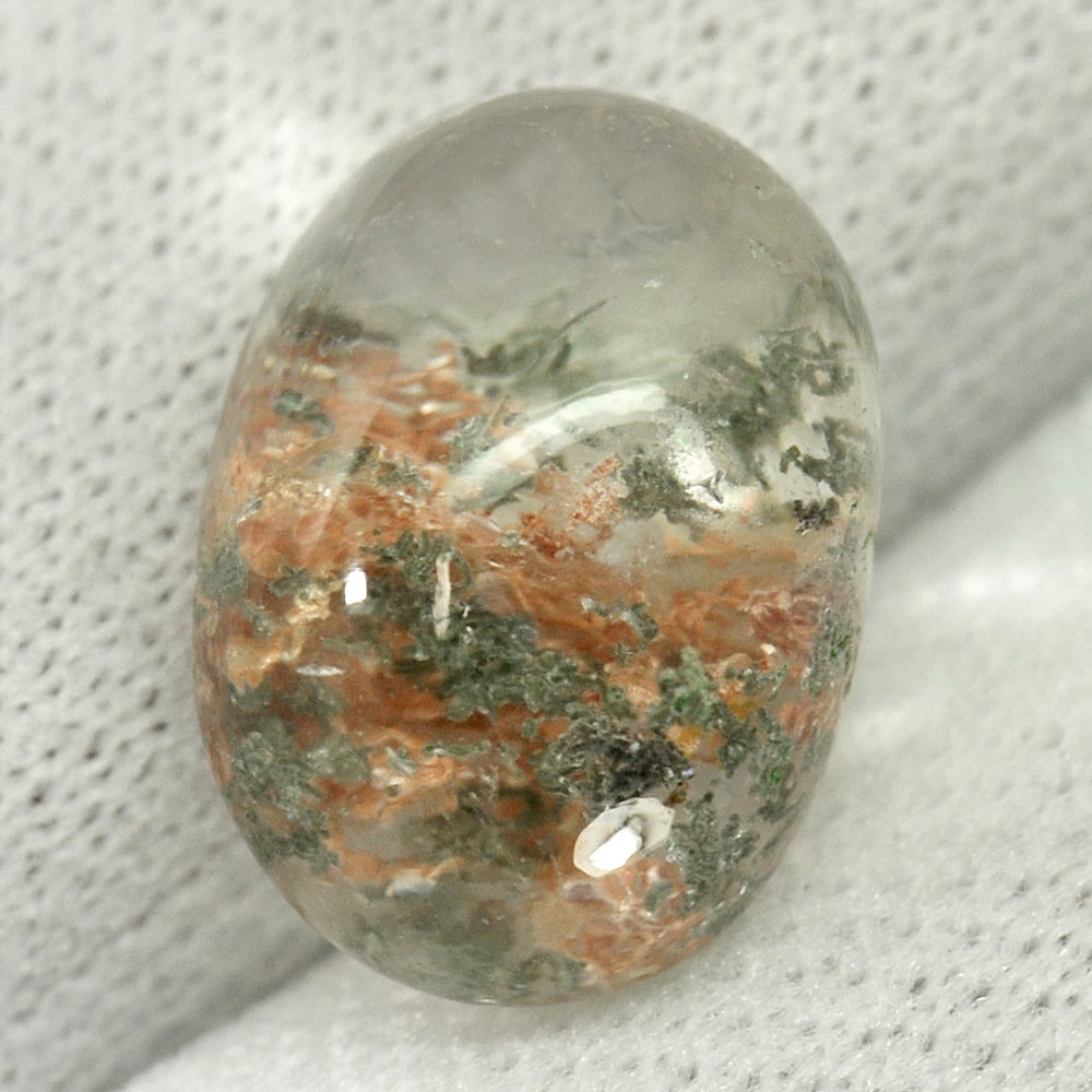 Natural White Moss Quartz 5.83 Ct. Oval Cabochon 12.3 x 8.7 Mm. Unheated Gemstone: Product ID: 805529500 Product Name: Natural Quartz Weight: 5.83 CT. Size: 12.3 x 8.7 x 7.5 MM. Shape: Oval Cabochon Color: White Clarity:Semi - Transparent Luster: Good Gems Origin: Thailand Treatment