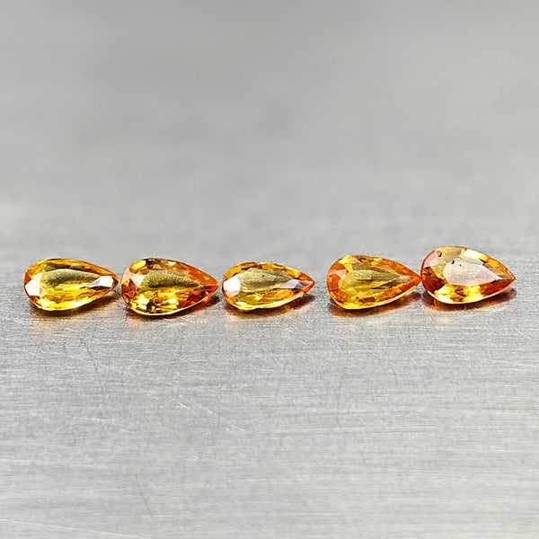 Natural Orange Yellow Songea Sapphire 1.00 Ct. 5 Pcs Pear Shape 4.9 Mm Gemstones From Tanzania (1 of 3)