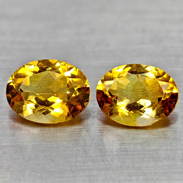 Natural Yellow Citrine 3.15 Ct. 2 Pcs Clean Oval Shape 9 x 7.2 Mm. Gemstones From Brazil: Product ID: 801815104 Product Name: Natural Citrine Weight: 3.15 CT. Size: 9 x 7.2 x 4.4 MM. Shape: Oval Color: Yellow Clarity:IF Luster: Good Gems Origin: Brazil Treatment: Unheated Crystal Structure