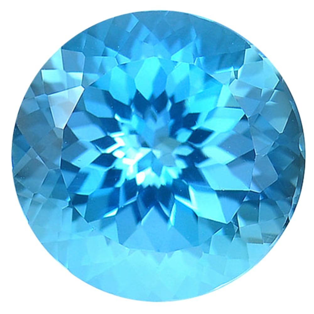 Natural Swiss Blue Topaz 15.09 Ct. Clean Round Cornflower Cut 15 Mm. Gemstone From Brazil: Product ID: 807166778 Product Name: Natural Blue Topaz Weight: 15.09 CT. Size: 15 x 15 x 10.3 MM. Shape: Round Color: Blue Clarity:IF Luster: Good Gems Origin: Brazil Treatment: Treated Crystal Struct