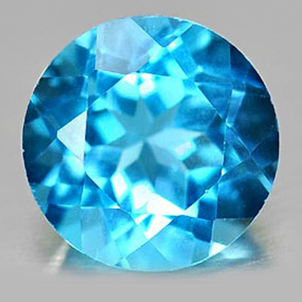 Natural Swiss Blue Topaz 3.92 Ct. Round Shape 9.3 Mm. Gemstone From Brazil: Product ID: 807155850 Product Name: Natural Blue Topaz Weight: 3.92 CT. Size: 9.3 x 9.3 x 6.2 MM. Shape: Round Color: Swiss Blue Clarity:VSI Luster: Good Gems Origin: Brazil Treatment: Treated Crystal