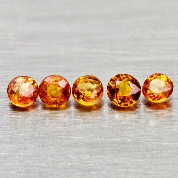 Natural Orange Yellow Songea Sapphire 0.91 Ct. 5 Pcs Round Shape Gemstones From Tanzania: Product ID: 806162359 Product Name: Natural Fancy Color Sapphire Weight: 0.91 CT. Size: 3.2 x 3.2 x 2.2 to 2.9 x 2.9 x 2 MM. Shape: Round Color: Orange Yellow Clarity:VSI Luster: Good Gems Origin: Tan