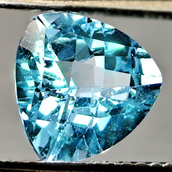 Natural Swiss Blue Topaz 2.75 Ct. Trilliant Checkerboard Cut 9 Mm Gemstone From Brazil (1 of 3)