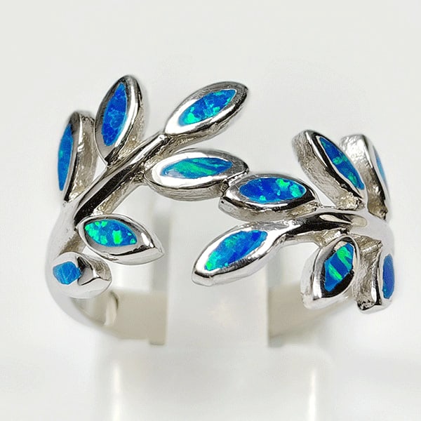 925 Sterling Silver Multi Color Blue Created Opal Jewelry 3.48 Grams Ring Size 8 (1 of 3)