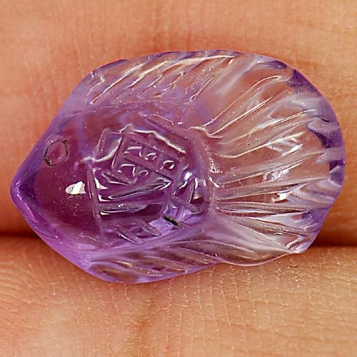 Natural Violet Amethyst 3.73 Ct. Fish Carving 14.4 x 9.7 Mm. Gemstone From Brazil: Product ID: 810303582 Product Name: Natural Amethyst Weight: 3.73 CT. Size: 14.4 x 9.7 x 4.8 MM. Shape: Fish Carving Color: Violet Clarity:Semi - Transparent Luster: Good Gems Origin: Brazil Treatment