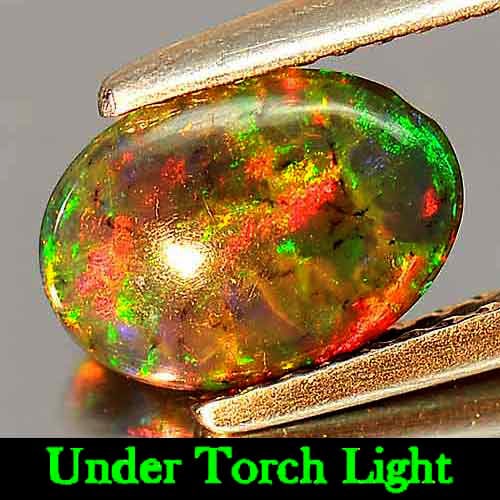 Natural Fire Red Black Opal 0.98 Ct. Oval Cabochon Shape 9 x 6.5 Mm Gemstone From Ethiopia (1 of 3)