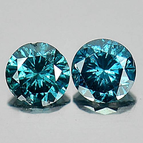 Natural Blue Loose Diamond 0.25 Ct. 2 Pcs. Round Brilliant Cut 3.1 Mm. From Belgium: Product ID: 802103070 Product Name: Natural Enhanced Diamond Weight: 0.25 CT. Size: 3.1 x 3.1 x 1.8 MM. Shape: Round Brilliant Cut Color: Blue Clarity:SI1 Luster: Scintillating Gems Origin: Belgium Tr