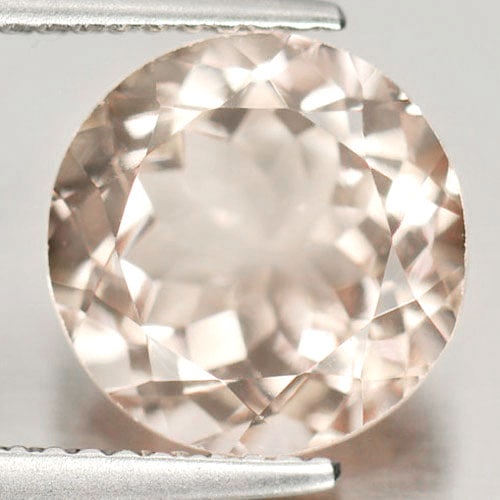 Natural Pinkish Orange Morganite 3.58 Ct. VS Round Shape 10.1 Mm. Gemstone Unheated From Brazil (1 of 3)