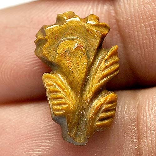 Natural Tiger Eye 7.34 Ct. Carving Leaves 19.1 x 11.5 Mm. Gemstone Unheated From Thailand: Product ID: 811600087 Product Name: Natural Tiger eye Weight: 7.34 CT. Size: 19.1 x 11.5 x 5 MM. Shape: Carving Leaves Color: Golden Clarity:Opaque Luster: Good Gems Origin: Thailand Treatment: Unheat