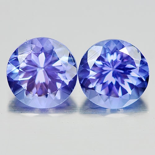 Natural Violetish Blue Tanzanite 1.43 Ct. Pair  VVS Round Shape 5.5 Mm. Gemstones From Tanzania (1 of 3)