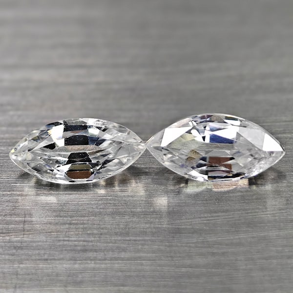 Natural White Zircon 1.80 Ct. 2 Pcs. Marquise Shape 8.1 x 4 Mm Gemstone From Cambodia: Product ID: 807742971 Product Name: Natural Zircon Weight: 1.80 CT. Size: 8.1 x 4 x 2.9 MM. Shape: Marquise Color: White Clarity:VSI Luster: Good Gems Origin: Cambodia Treatment: Heated Crystal Struct