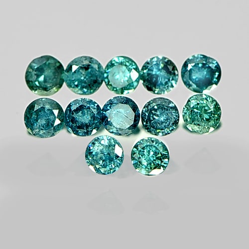 Natural Blue Loose Diamond 0.18 Ct. 12 Pcs. Round Brilliant Cut 1.5 Mm.: Product ID: 802102454 Product Name: Natural Enhanced Diamond Weight: 0.18 CT. Size: 1.5 x 1.5 x 0.9 MM. Shape: Round Brilliant Cut Color: Blue Clarity:SI1 Luster: Scintillating Gems Origin: Belgium Tr