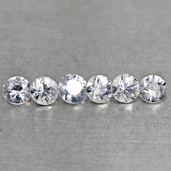 Natural White Zircon 2.34 Ct. 6 Pcs. Round Diamond Cut 4.3 Mm Gemstones From Cambodia (1 of 3)