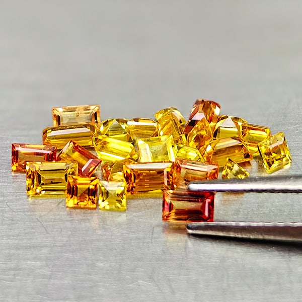 Natural Orange Yellow Sapphire 2.66 Ct. 25 Pcs Mixed Shape 3.5 x 2 Mm Gemstones From Tanzania (1 of 3)