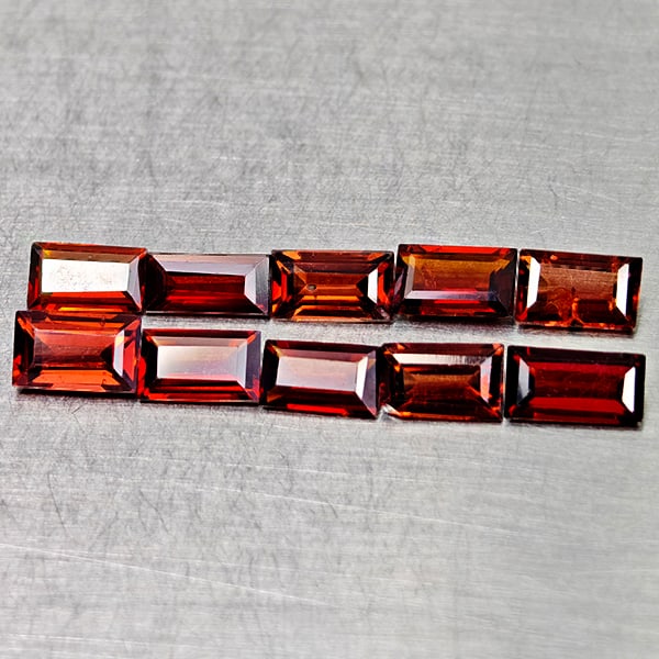 Natural Orangish Red Garnet 3.00 Ct. 10 Pcs Baguette Shape 5 x 3.1 Mm Gemstones From Tanzania (1 of 3)