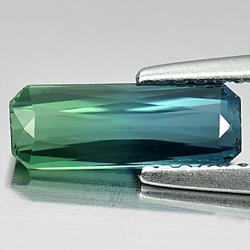 Natural Green Blue Indicolite Tourmaline 1.06 Ct. VVS Octagon Shape 10.2 x 3.7 Mm. Gemstone From (1 of 3)