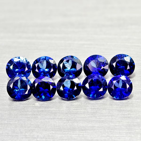 Natural Diffusion Blue Ceylon Sapphire 1.04 Ct. 10 Pcs Round Diamond Cut 2.9 Mm Gemstones From Sri - (1 of 3)