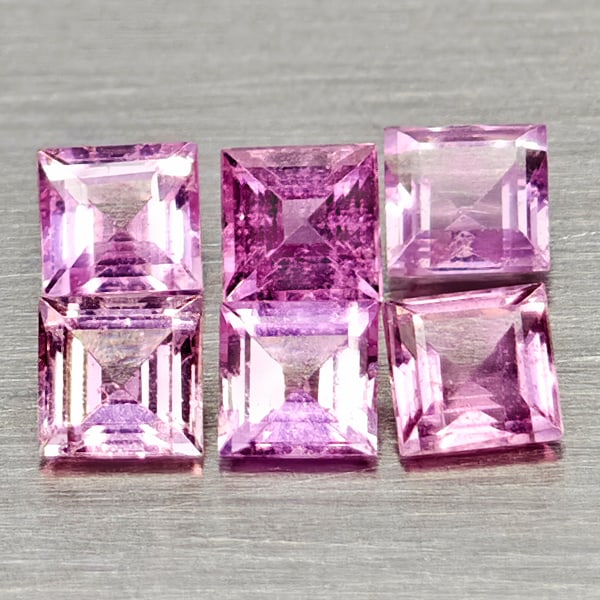 Natural Pink Sapphire 1.15 Ct. 6 Pcs Square Shape Gemstones From Madagascar (1 of 3)